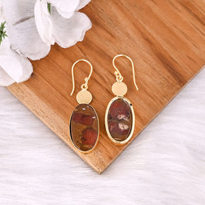 New Arrival Boho Malinga Jasper Gemstone Earring Hot Selling Brass Gold Plated Dangle Drop Earrings For Women Gifts Jewelry - Product Image 4