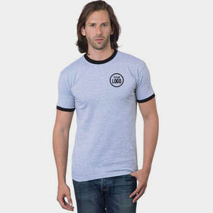 Venta al por mayor USA Ringer Tee personalizable liso cuello redondo contraste Trim 100% algodón antiarrugas Loose Fit camiseta para la marca - Product Image 3