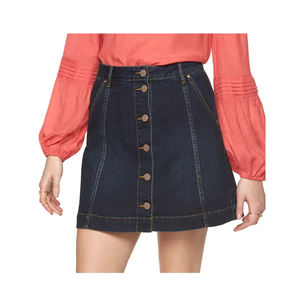 Nuevo diseño 100% algodón Denim transpirable botón señoras cintura Natural estilo Y2K Mini longitud falda Casual - Product Image 6