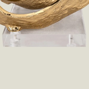 ประติมากรรมอะลูมิเนียมแบบนามธรรม ศิลปะตกแต่งที่เป็นมิตรกับสิ่งแวดล้อม รูปปั้นตกแต่งผิวสัมผัสสีทอง ฐานอะคริลิก ของตกแต่งบ้าน ของประดับตกแต่งห้องนั่งเล่น - Product Image 6