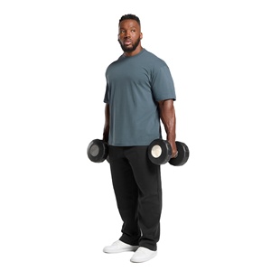 T-shirt de sport léger et ajusté pour homme, 100% coton, 220g, respirant, extensible, séchage rapide, fitness, entraînement, personnalisable, OEM, marque privée - Product Image 4