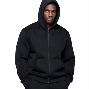 Manufacturers OEM Drop Shoulder Plain Heavyweight 500gsm French Terry Fleece <b>Jacket</b> Men's Zip up Hoodie Tracksuits for Men - Product Image 1
