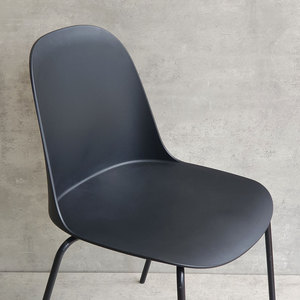 Stackable Minimalist <b>Dining</b> <b>Chair</b> with Molded Plastic Back and Iron Legs - Product Image 2