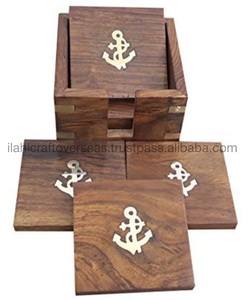 ที่รองแก้วไม้ธรรมชาติของ ilahi เครื่องใช้บนโต๊ะอาหารทรงกลมเป็นมิตรกับสิ่งแวดล้อมแกะสลักคุณภาพสูง - Product Image 6