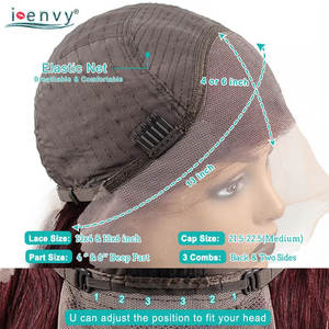 Parrucca Remy I-envy Borgogna con Frontale in Pizzo, Onda Brasiliana, 16-34 Pollici, Densità 150/180%, Pizzo 13x4/6 Sbiancato - Product Image 5