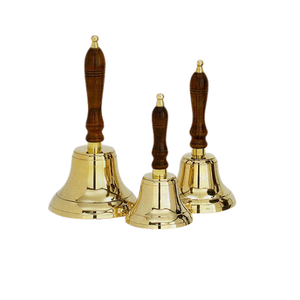 Campana de Mano de Latón Color Dorado con Mango de Madera Negra, Campana de Mano de Primera Calidad de Fabricación en Artesanía para el Hogar - Product Image 3