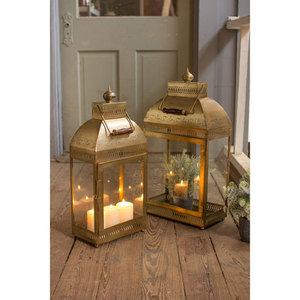 High Marketing Modern Iron <b>Lantern</b> and <b>Candle</b> Tea Light <b>Holder</b> With Gold Finishing Most Demanding Product for Home & Hotel Use - Product Image 1