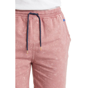 Short de survêtement rose de qualité supérieure délavé à l'acide 100% coton à la mode style High Street avec sérigraphie brodée - Product Image 5
