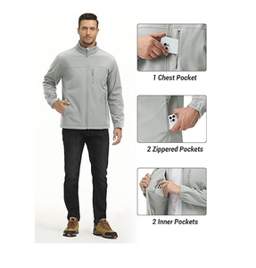 Chaqueta Ligera de Softshell para Hombre, Forrada de Polar, Impermeable, Táctica, con Cierre, Cortavientos, Informal, para Invierno - Product Image 3