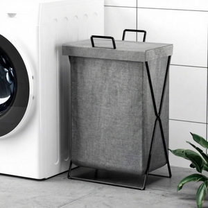 Hua Cheng Folding Laundry Basket With 1 Shelf Durable Modern Storage For Bathroom - Product Image 1