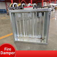 Clapet coupe-flamme en acier galvanisé pour conduite d'air CVC, commande électrique et manuelle, 280 degrés, rectangulaire