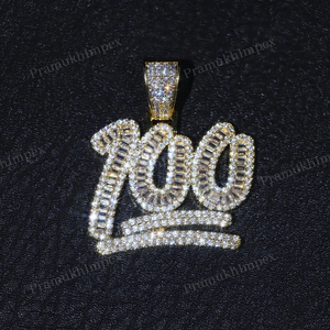 Pass Diamond Tester 925 Sterling Silver Plaqué Or Diamants Numéro 100 Custom Made Iced Out Moissanite Pendentif Prix de gros - Product Image 4