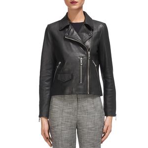 Nouvelle veste en cuir pour femmes 2026, longueur courte tendance avec fermeture éclair lisse et col pointu, vestes en cuir pour femmes - Product Image 1