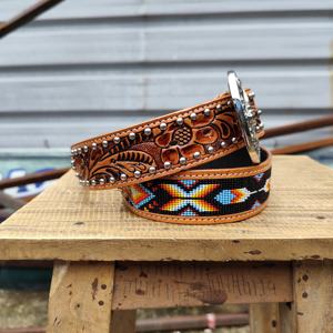 Cinturón Vaquero de Cuero Vacuno Occidental Hecho a Mano con Cuentas del Suroeste, Cinturón de Rodeo Vintage de Aleación Ecológica al Mejor Precio - Product Image 2