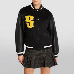 Chaqueta Universitaria de Invierno de Alta Calidad al por Mayor, Corta, Transpirable, de Cuero Genuino, Lana/Poliéster, para Mujer, Hecha en Pakistán - Product Image 3