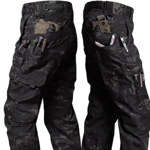 Pantalon tactique en toile imperméable pour homme - Taille élastique, multi-poches, résistant à l'usure, pantalon cargo d'extérieur - Product Image 3