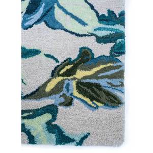 Tapis rectangulaire en laine et viscose tufté à la main Hacienda Blue 9x12, motif floral rayé, pour salon, couloir, 10 mm, nouveau produit - Tra-13524 - Product Image 4