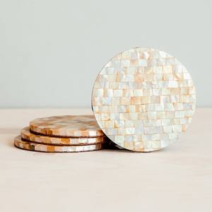 Prix de gros sous-verres en carreaux de mosaïque MOP coquilles incrustation tapis de tasse fabriqué à la main sous-verre en nacre - Product Image 1