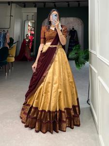 Kanchipuram occasionnel avec le travail de tissage Zari Lehenga Choli Fabricant et fournisseur de l'Inde au taux le plus bas - Product Image 4