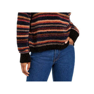 Cardigan Nero in Ciniglia con Collo Alto per Bambina Hippie Rose, Taglia Junior, Casual, Traspirante, alla Moda, Autunno/Inverno - Product Image 3