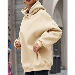 Sweat à capuche oversize pour femme, personnalisable avec logo imprimé, en molleton de coton/bambou, style streetwear décontracté et épais. - Product Image 2