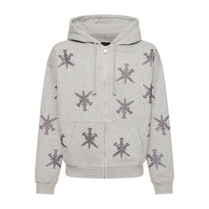 Meilleur matériel hommes strass fermeture éclair à capuche automne personnalisé Sublimation 100% coton respirant anti-boulochage léger bon - Product Image 1