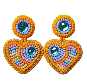 Pendiente bordado de flores bonitas con cuentas de estilo premium con trabajo hecho a mano elegante y diseño de joyería artesanal de la India - Product Image 1