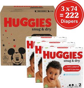 ผ้าอ้อมฮักกี้ส์ ไซส์ 2, ผ้าอ้อมเด็กแบบสวม Snug & Dry, ไซส์ 2 (12-18 ปอนด์), 222 ชิ้น - Product Image 4