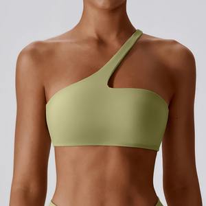 Verano moda tendencias tirantes U cuello impresión equipado gimnasio deportes estilo un hombro sujetador mujeres - Product Image 2