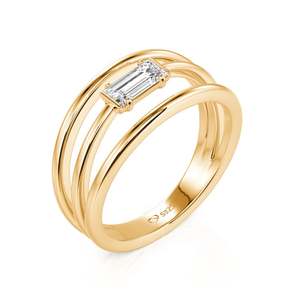 Jeulia IGI Certified Split Shank <b>Emerald</b> Cut Sterling <b>Silver</b> <b>Ring</b> - Product Image 2