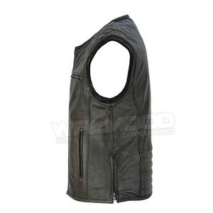 Gilet de moto en cuir pour hommes, toutes les tailles et couleurs disponibles, gilet de motard professionnel en cuir véritable sans manches - Product Image 3