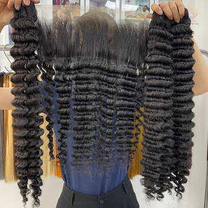 Bundles de cheveux naturels vierges bruts à cuticule alignée Vietnamien 100% Bundle de cheveux humains bruts non traités à vague profonde avec fermeture frontale - Product Image 3