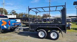 New 8x5 TANDEM Cargo & <b>Utility</b> <b>Trailer</b> with Ladder <b>Racks</b> and Mesh Ramp - Product Image 4