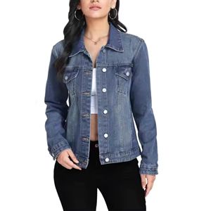 Chaquetas Vaqueras Casuales de Calle para Mujer, con Botones, Manga Larga, Ecológicas, Resistentes al Viento, Transpirables, Otoño/Invierno, Básicas y Modernas - Product Image 4