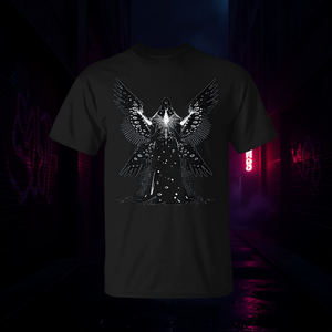 Camiseta gótica con diseño de serafín impío, diseño de ropa urbana con diseño bíblico de ángel - Product Image 3