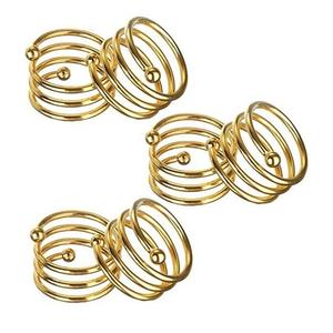 Gold And Ivory Metal Napkin Rings Carved Golden And Ivory Napkin Ring Holder For wedding And Special Occasions - Product Image 5