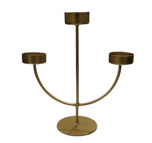Bougeoir en métal doré de luxe, design moderne en fer avec trois tubes, pour la décoration de la maison, la présentation sur table de mariage - Product Image 3