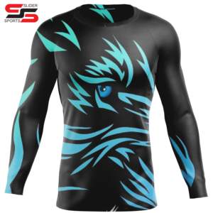 T-shirts à col rond imprimés par sublimation pour hommes Mma Bjj Surf Rashguard - Product Image 3