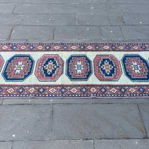 Alfombra Turca Vintage de 2.5x8.5 pies (77x259 cm), Alfombra Azul Camuflaje - Product Image 4