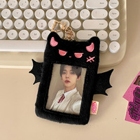 Porte-cartes photo en peluche Kawaii personnalisé, motif chauve-souris démon, mignon, mini porte-clés en peluche, pochette pour cartes Kpop