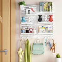 Kit Organizer Dinding Kombinasi Pegboard 2 Buah, Panel Display Gantung untuk Rumah dan Kantor