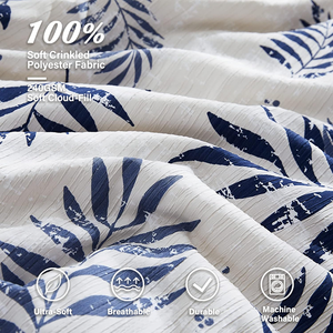 ชุดเครื่องนอนคุณภาพสูง 8 ชิ้น ขนาดควีนไซส์ สีน้ำเงินกรมท่า ผ้าเนื้อครinkle ประกอบด้วย ปลอกหมอน 90x90 ซม. ปลอกหมอนอิง และปลอกหมอนตกแต่ง - Product Image 4