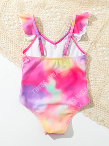 Bañador de primera calidad para niñas pequeñas, traje de baño de una pieza con volantes y lazo, para playa - Product Image 2