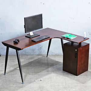 Bureau d'angle en forme de L 140x120cm avec base de rangement et système de pieds en bois de caoutchouc CONE HBCO059 - Product Image 2