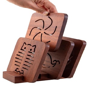 Posavasos de madera Premium para bebidas con soporte Posavasos de madera maciza para la cena Té Bebida Etc. - Product Image 1