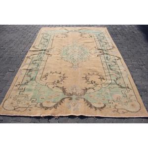 Turkish Large Rug, 6.2x9.4 ft Vintage Rug, <b>Brown</b> <b>Wool</b> Rug - Product Image 1