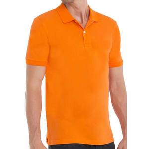 Polos de algodón de alta calidad de talla grande con logotipo bordado personalizado para hombre, polos informales de manga corta de Color naranja en blanco para verano - Product Image 4