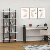 Bibliothèque MUSVENUS en bois gris foncé moderne, modèle 14, du fabricant turc, avec option de bordure démontable, pour chambre et salon