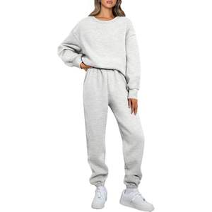 Ensemble de survêtement deux pièces en tissu doux à motif de tuyauterie pour femmes, fabricant personnalisé, prix bas, sweat-shirts et pantalons de survêtement - Product Image 1