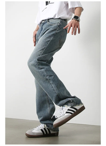 Nouveau jean en denim délavé à la pierre de haute qualité personnalisé jean Hip Hop utilitaire droit respirant pour homme avec détail de rivet - Product Image 4